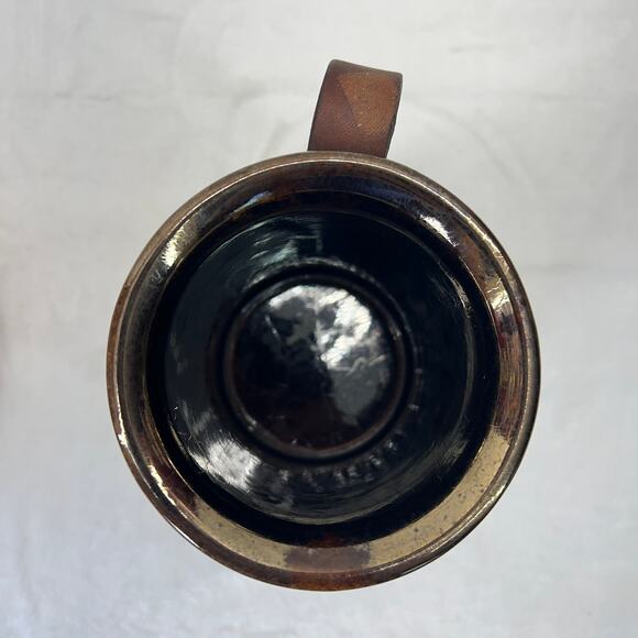 Vintage Real Hide Covered Ceramic Mug Made in England Flared Bottom 3632 - Picture 5 of 12